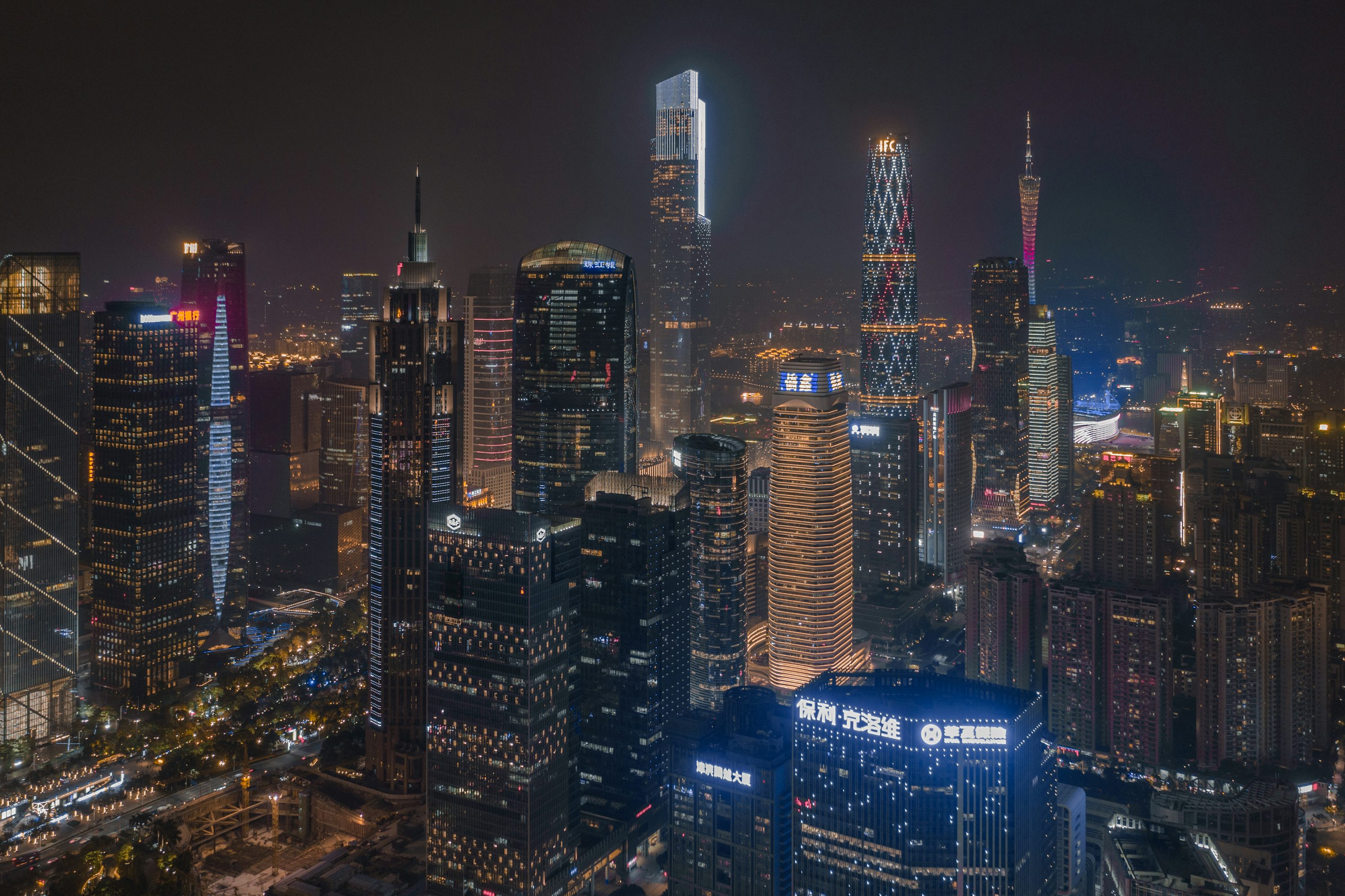 Guangzhou CBD Skyline at Night – Business & Financial Hub